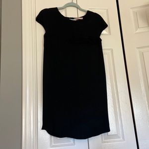 Black, Red by Valentino, mini shift dress with bow detail. Size 42. Cap sleeve.